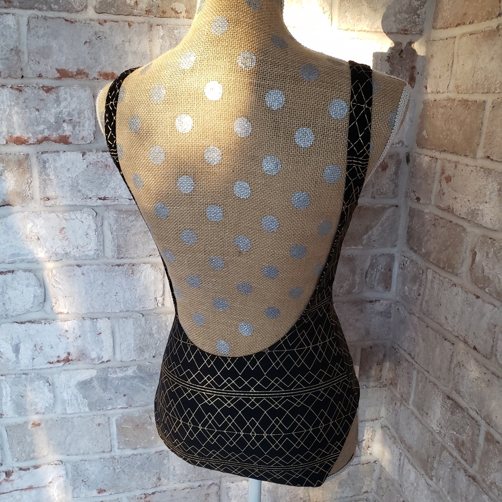 NWOT NipTuck Swim black gold geometric swim suit 4 - Picture 9 of 13